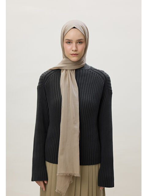 Fresh Scarfs İnce Pamuk Vual Şal Naturel Bej - S000420394-26406