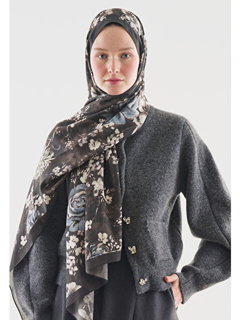 Fresh Scarfs MIDNIGHT ROSE DESENLİ PAMUK VİSKON ŞAL KAHVE - S000514043-28102