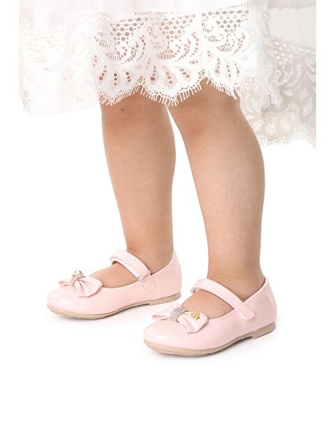 Kiko Kids Cırtlı Fiyonklu Kız Çocuk Babet Ayakkabı Ege 201 Rugan - S000012318-23490