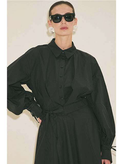 Manuka Labeca Bağlamalı Gömlek Siyah - S000529571-19351