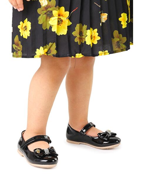 Kiko Kids Cırtlı Fiyonklu Kız Çocuk Babet Ayakkabı Ege 201 Rugan - S000012318-19351
