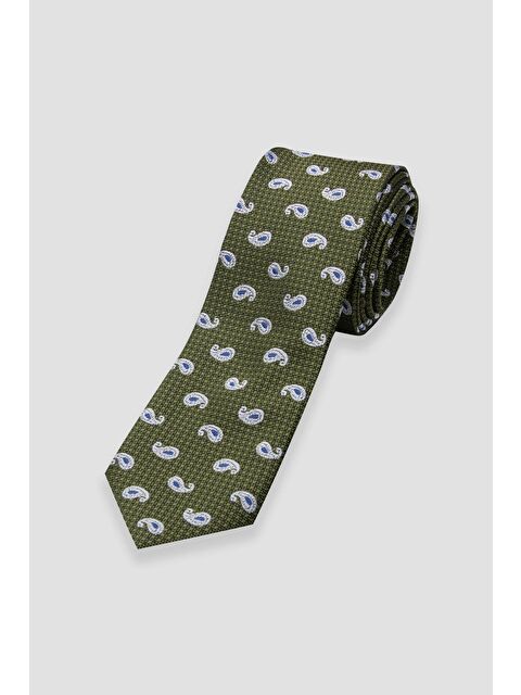 ABBATE Kravat 8 Cm Mikrofiber Polyester Haki Erkek Desenli Kravat - S000451146-18547