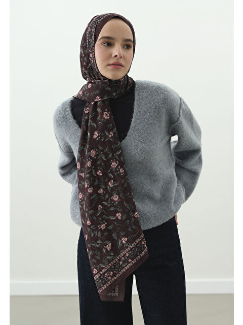 Fresh Scarfs LEANA DESENLİ PAMUK VİSKON ŞAL ERİK ÇÜRÜĞÜ - S000514042-20036