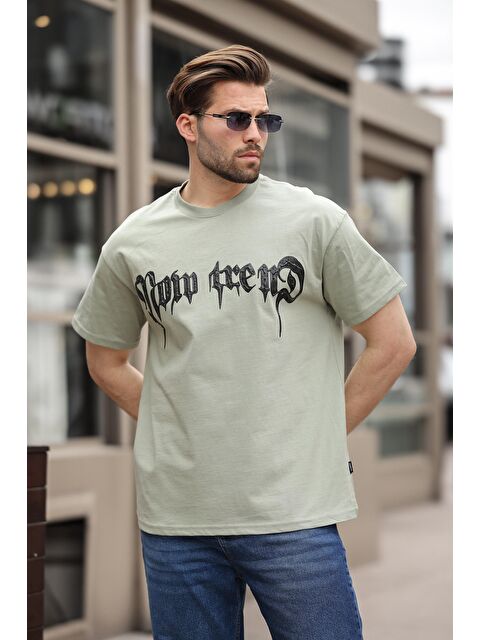 Madmext Mint Yeşili Baskılı %100 Pamuk Erkek T-Shirt E7141 - S000423954-17259