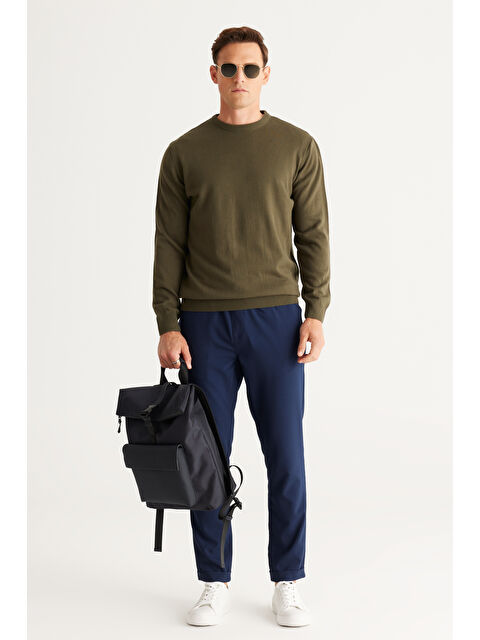 AC&Co / Altınyıldız Classics Erkek Haki Anti-Pilling Tüylenme Yapmayan Standart Fit Normal Kesim Bisiklet Yaka Triko Kazak - S000394289-18547