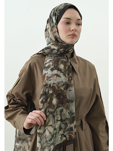 Fresh Scarfs SWEET VANILLA DESENLİ PAMUK VİSKON ŞAL YEŞİL - S000514047-18194