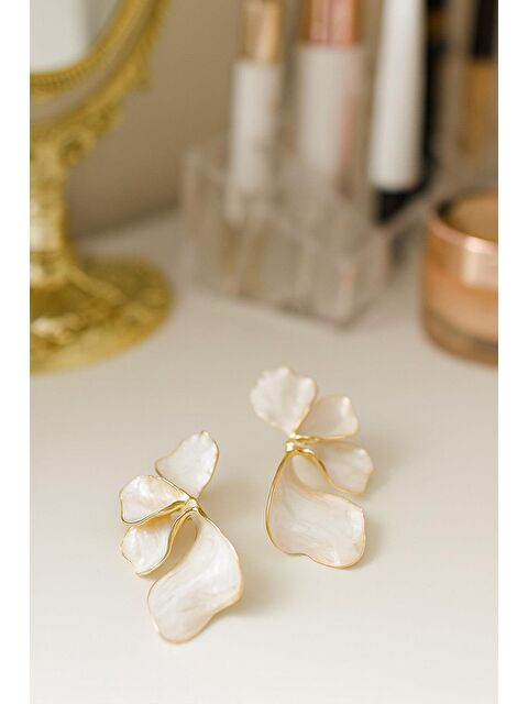 New Obsessions Gold Yelpaze Çiçek Büyük Kadın Küpe - S000491387-20063