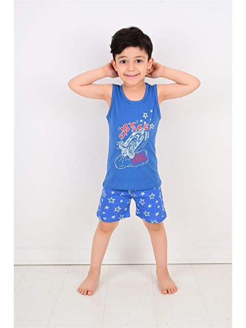 Vitmo Erkek Çocuk Askılı Pijama Takımı New Home Model Mavi - S000388403-17234