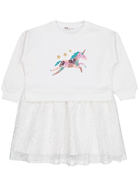 Civil Girls Baskılı 2-5 Yaş Elbise - Ekru 5-6 Yaş - S000494719-19965