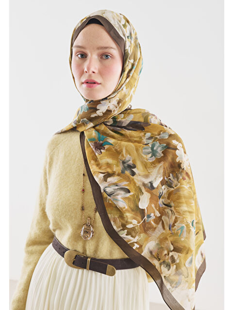 Fresh Scarfs JANE DESENLİ PAMUK VİSKON ŞAL YAĞ YEŞİLİ - S000514092-29488