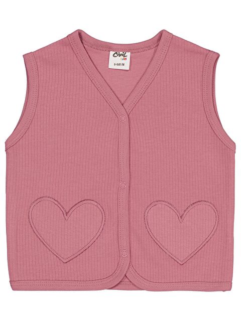 Civil Baby Cep Kalp Nakışlı 6-18 Ay Yelek - Pembe 12-18 Ay - S000494763-20028