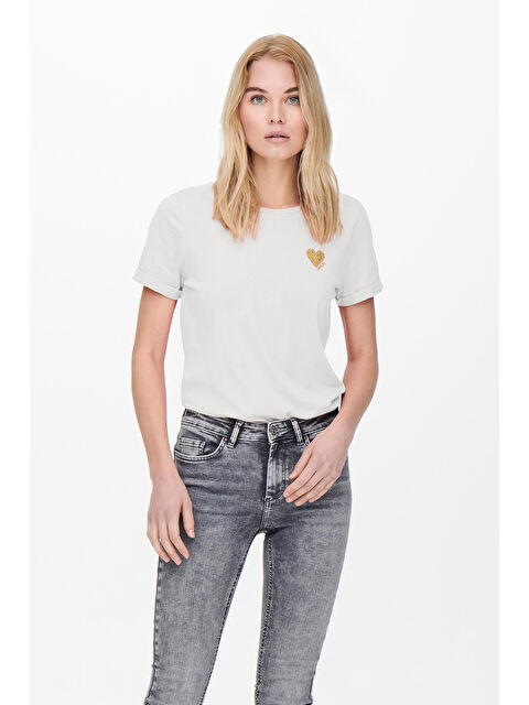 Only Onlkita % 100 Pamuk Regular Fit Bisiklet Yaka Kadın T Shirt 15244714 - S000359136-19965