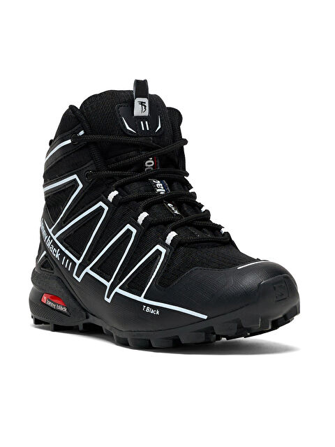 TONNY BLACK Unisex Siyah Beyaz Rahat Kalıp Şeritli Lastik Bağcıklı Trekking Bot - S000125174-37424