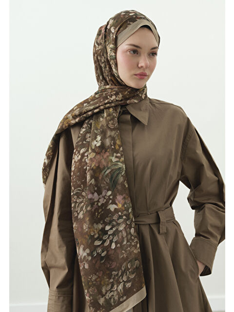 Fresh Scarfs DARK BEAUTY DESENLİ PAMUK VİSKON ŞAL SÜTLÜ KAHVE - S000514095-4280
