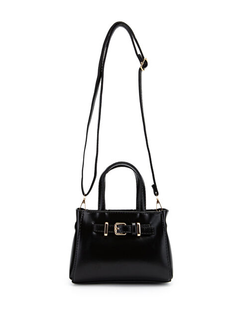 Minebag Kemer Detaylı Mini Nadia Kadın Çapraz Çanta Düz Siyah