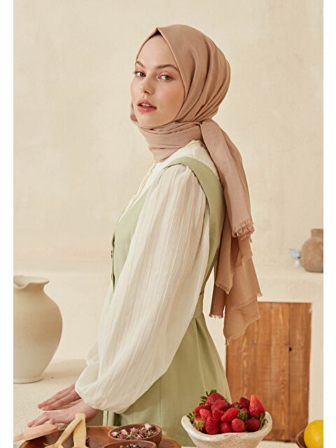 Fresh Scarfs İnce Pamuk Vual Şal Nude - S000420394-26411