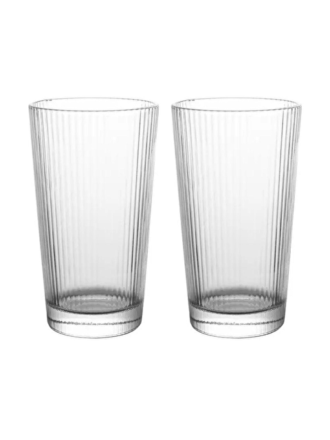 Kitchen Design Lab Çizgili Uzun Cam Bardak 300 ml - 2 Adet - 2441 - S000433353-26865
