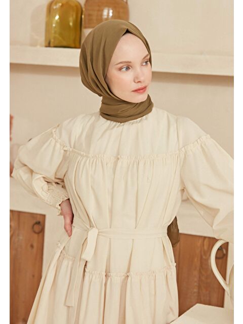 Fresh Scarfs İnce Pamuk Vual Şal Zeytin Yeşili - S000420394-17346