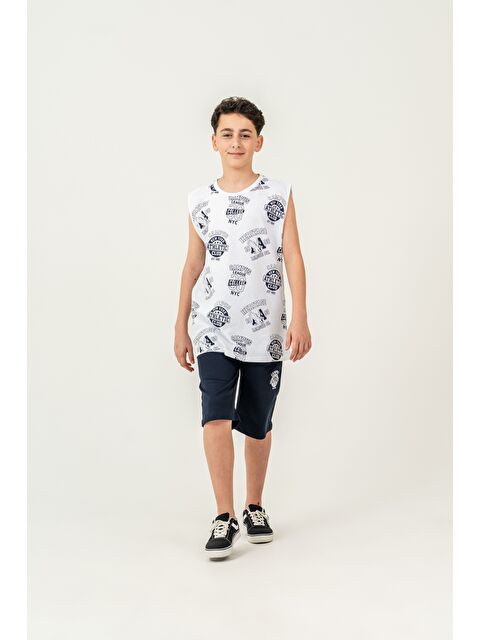 Mışıl Kids Üst Atlet Tüm Alan Baskılı Alt Kapri Sol Bacak Baskılı Erkek Çocuk Şort - Atlet Takımı - S000527753-21164