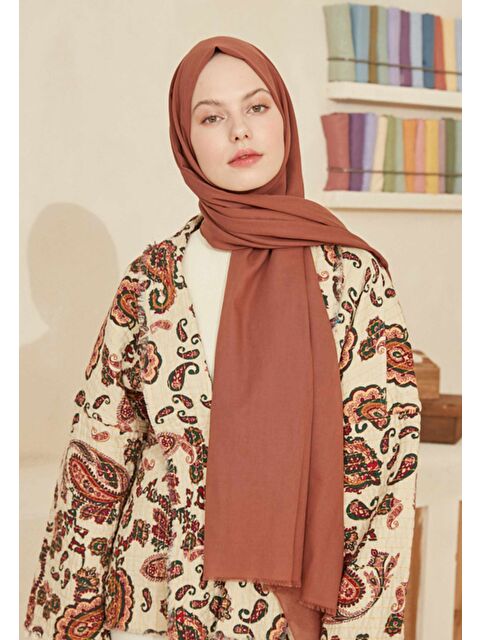 Fresh Scarfs İnce Pamuk Vual Şal Sıcak Kahve - S000420394-18645