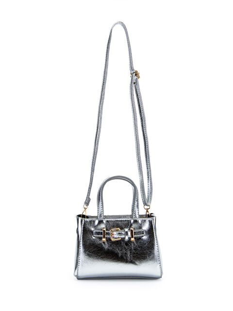 Minebag Kemer Detaylı Mini Nadia Kadın Çapraz Çanta Gümüş