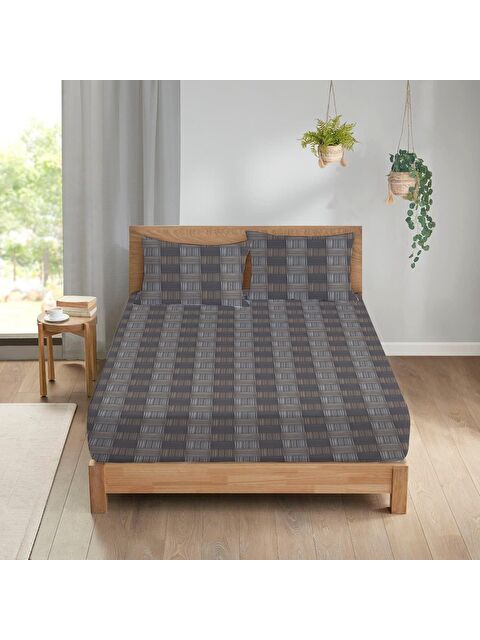 Evmila Dikdörtgen Desen Baskılı Çift Kişilik 180x200 Cm Çarşaf Takımı - S000124287-23173