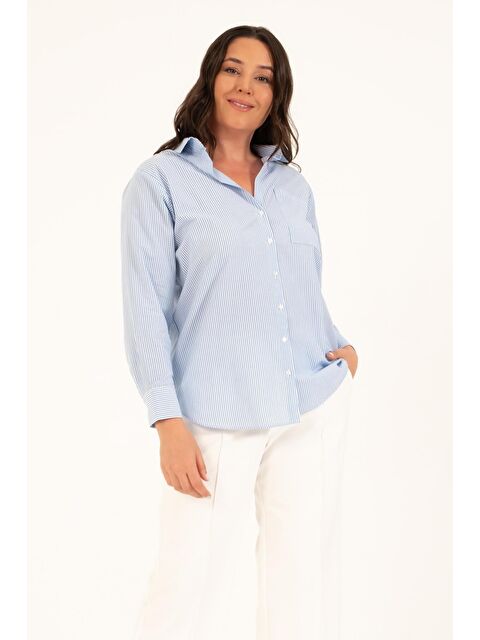 Mylinemoda Çizgili Oversize Gömlek - S000238907-17234