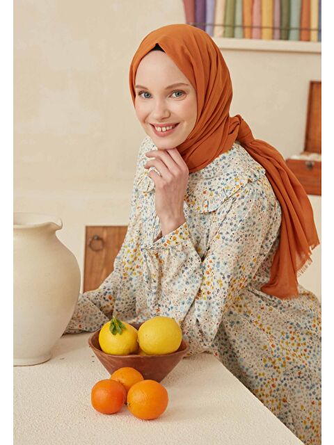 Fresh Scarfs İnce Pamuk Vual Şal Tarçın - S000420394-19956