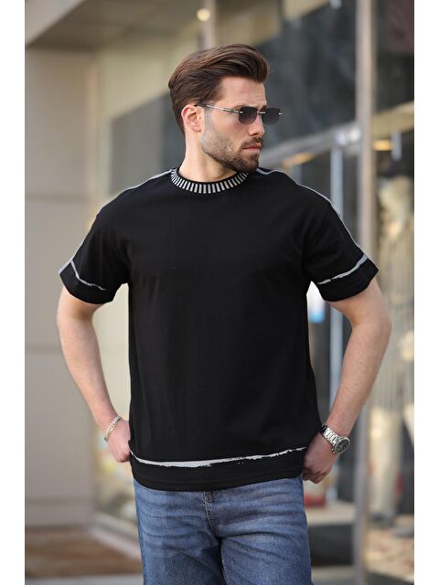 Madmext Siyah Bisiklet Yaka Basic Erkek Tişört E7140 - S000423958-19351