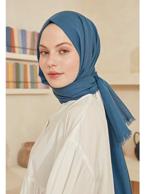 Fresh Scarfs İnce Pamuk Vual Şal İndigo - S000420394-23093