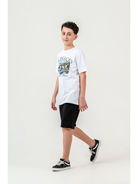 Mışıl Kids Ön Orta Baskılı Duble Paçalı Erkek Çocuk Şort - Tişört Takımı - S000527751-19351