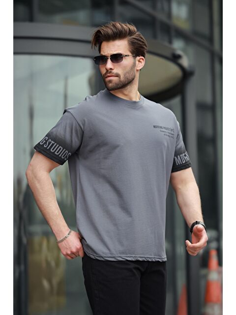 Madmext Füme %100 Pamuklu Baskılı Erkek Tişört E7143 - S000423962-33408