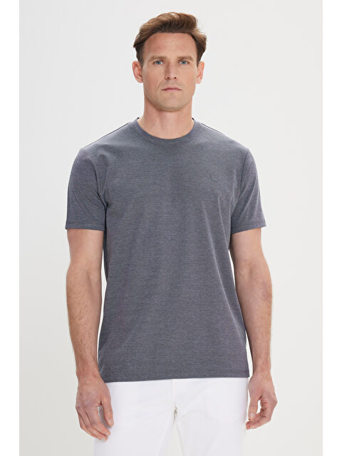 Altınyıldız Classics Erkek Antrasit Yumuşak Dokulu Slim Fit Dar Kesim Bisiklet Yaka Tişört