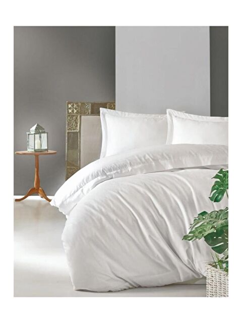 Mulberry Oxford Pamuk Ranforce Çift kişilik Nevresim Takımı – Beyaz