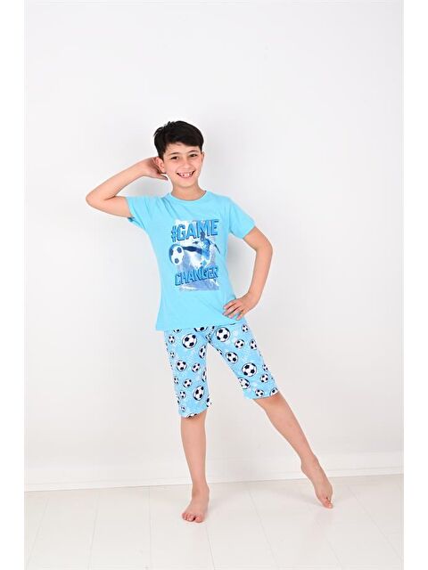 Vitmo Erkek Çocuk Kısa Kollu Pijama Takımı Game Changer  Mavi - S000388405-17234