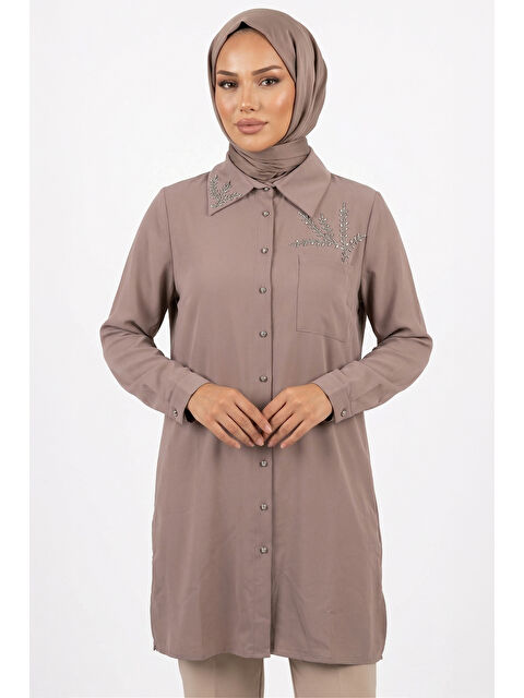 Remsa Taş Baskılı Tunik Gömlek 210147 Vizon