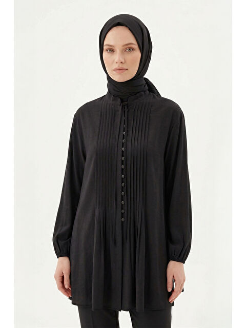 Remsa Nervür Detay Gömlek 230156 Siyah