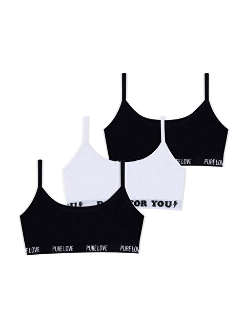 Koza İç Giyim Kız Çocuk 3'lü İp Askılı Yarım Atlet - S000426373-37424