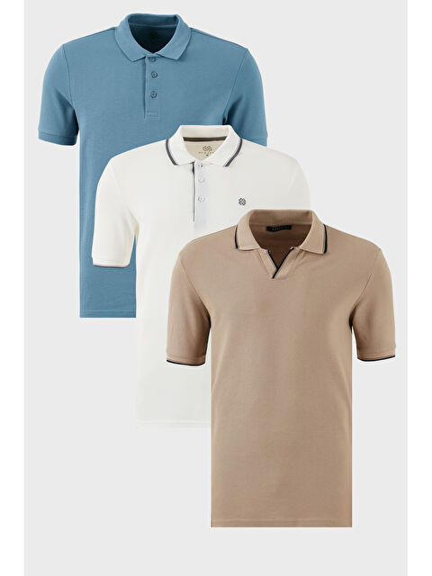 Buratti Pamuklu Regular Fit 3'lü Paket Polo Yaka Tişört 59029641827S3 - S000398635-6414