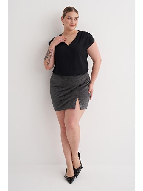 Mylinemoda Simli Yırtmaçlı Mini Etek - S000424466-19351