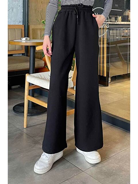 Lamelif Üç İplik Bol Paça Eşofman Siyah - S000518027-19351