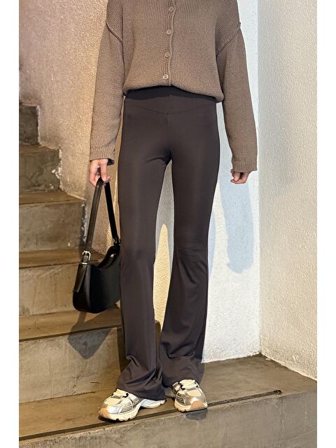 Lamelif İspanyol Paça Tayt Pantolon Füme - S000518030-33408