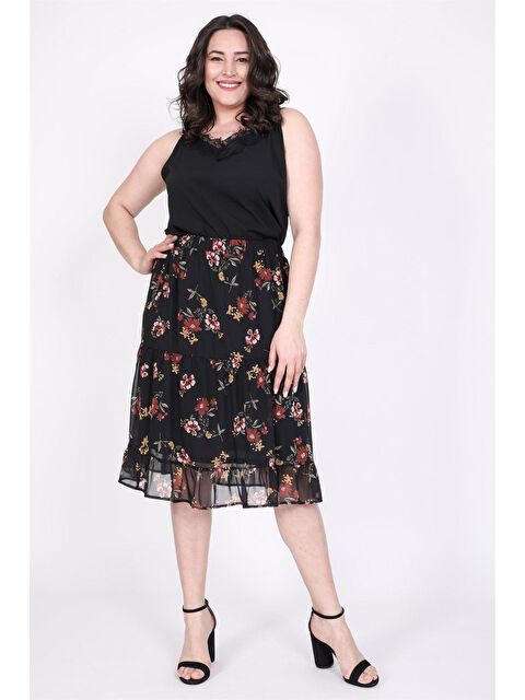 Mylinemoda Şifon Çiçekli Etek - S000238941-19351
