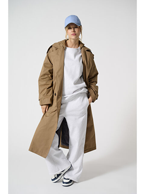 Only Onlkavana Pamuk Karışımlı Regular Fit Kapüşonlu Kadın Trençkot 15335060 - S000359139-26429