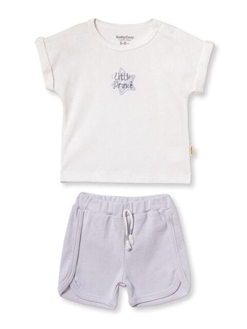 BabyCosy Organic  Bebek Kısa Kollu Tişört ve Pantolon Takımı, %100  Pamuk, Bebek ve Yenidoğan Serisi - CSYR4524