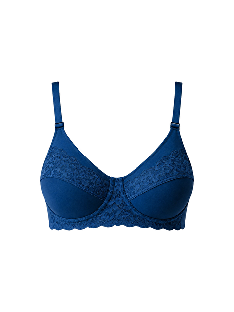 Kompedan Kadın C Kap Balenli Toparlayıcı Dantelli Desteksiz Sütyen | Petrol 8112 - S000504919-20019