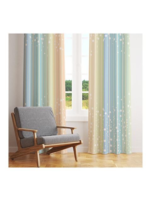 Evmila Baskılı  Tek Kanat Kadife Doku Fon Perde - S000286783-23173