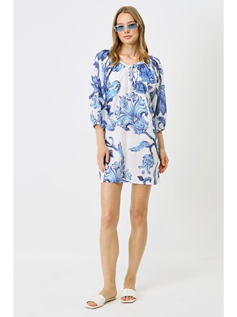 C&City Pareo Plaj Elbisesi 22327 Lacivert/Beyaz - S000216802-21164