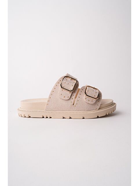 Muggo ESTİVA Ayarlanabilir Çift Tokalı Zımbalı Günlük Kadın Terlik - S000517500-19928