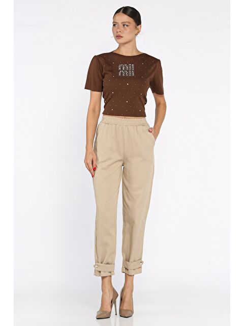 Gülseli Bel Lastikli Gabardin Pantolon - S000425511-26429